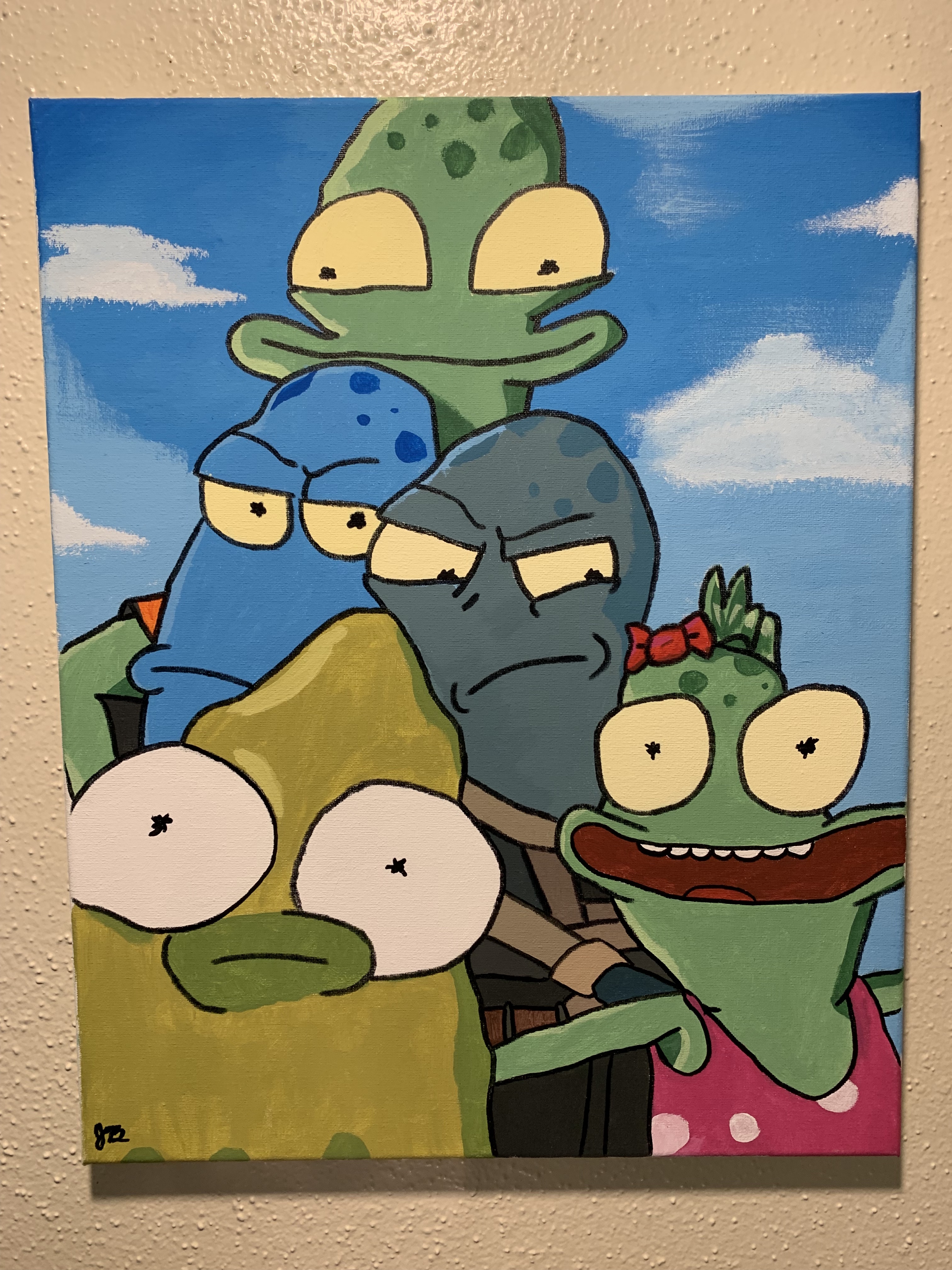 Painting of family from the animated series Solar Opposites